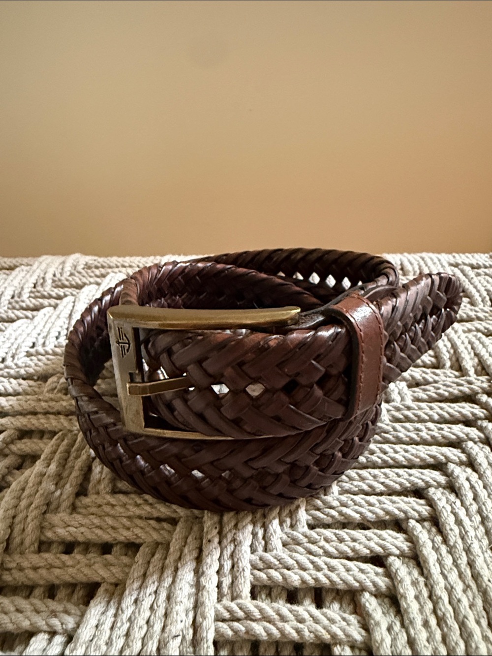Dockers Brown Braided Woven Leather Men’s Belt Size 40